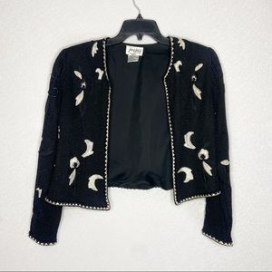 Vintage Cropped Silk Beaded Jacket Top
